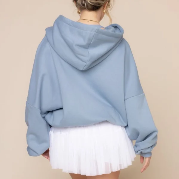 Dusty Blue Oversized Zip Up Hoodie