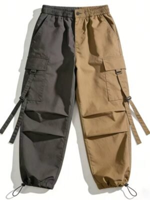 Two Tone Color Block Cargo Jogger Pants