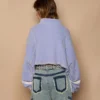 Lavender Exposed Seam Half-Zip Cropped Sweatshirt