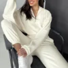Womens Half Zip Cropped Tracksuit Set Womens Half Zip Cropped Tracksuit Set