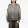 Grey Distressed Washed Zip-Up Hoodie Grey Distressed Washed Zip-Up Hoodie