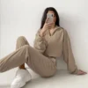 Womens Half Zip Cropped Tracksuit Set Womens Half Zip Cropped Tracksuit Set