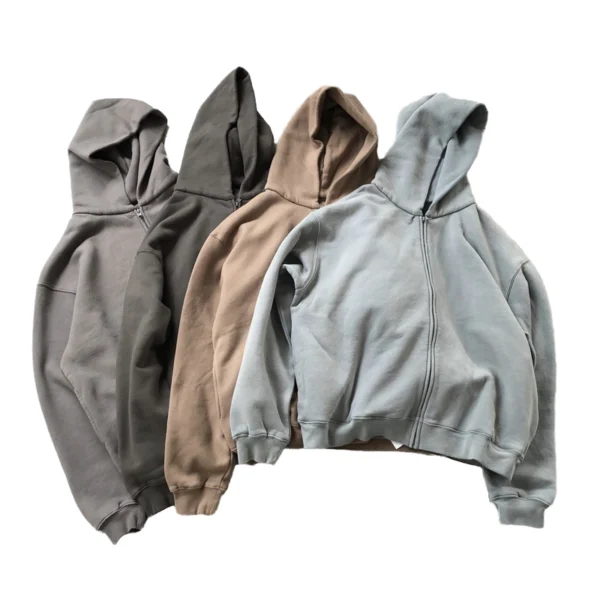 Washed Khaki Oversized Full Zip Hoodie