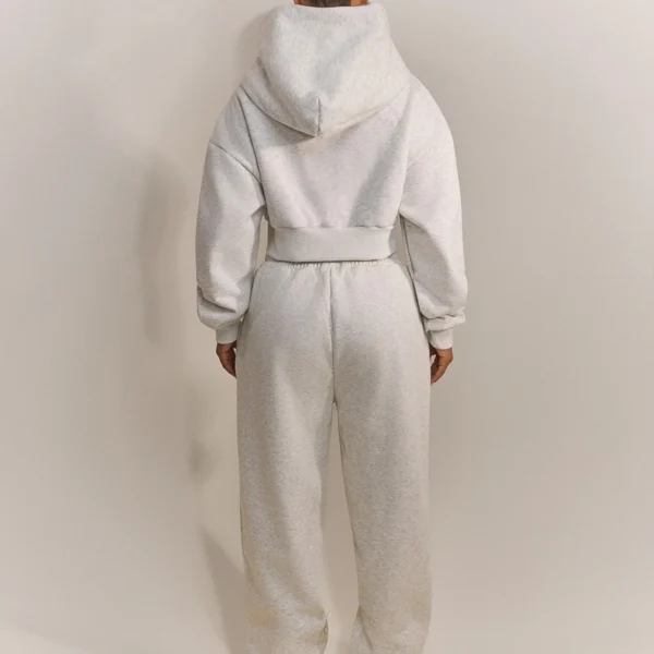 Heather Grey Cropped Zip Up Hoodie Tracksuit