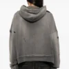 Grey Distressed Washed Zip-Up Hoodie Grey Distressed Washed Zip-Up Hoodie