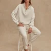Womens Half Zip Wide Leg Tracksuit Set