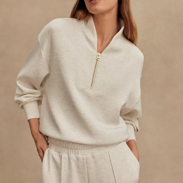 Womens Half Zip Wide Leg Tracksuit Set