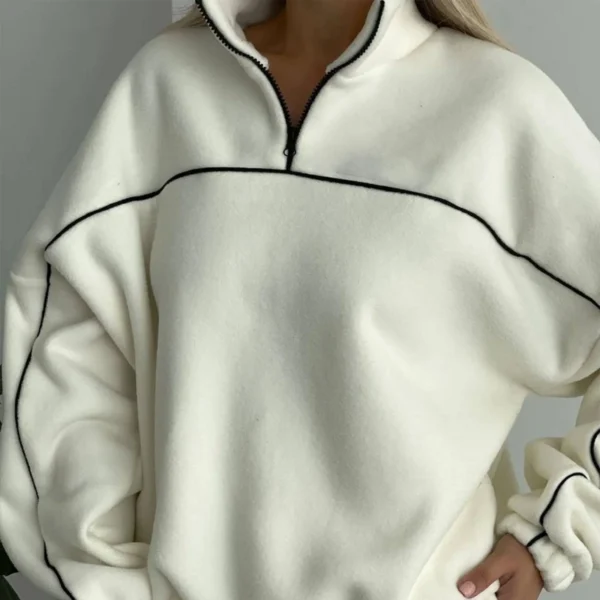 Half Zip Fleece Tracksuit Contrast Piping Half Zip Fleece Tracksuit Contrast Piping