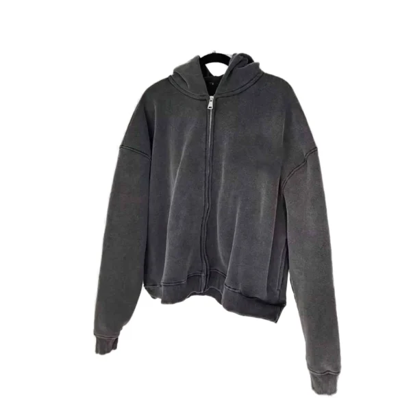 Washed Khaki Oversized Full Zip Hoodie