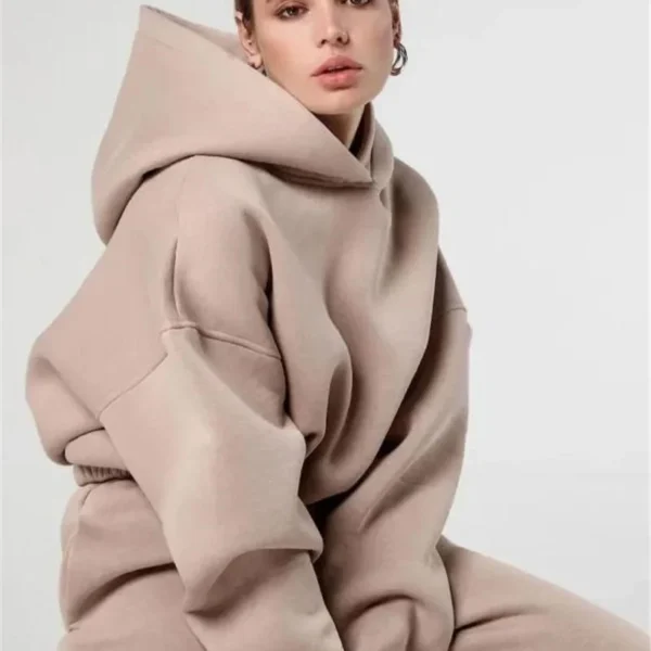 Womens Oversized Cinched Waist Hoodie Set