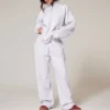 Womens Half Zip Wide Leg Tracksuit Set