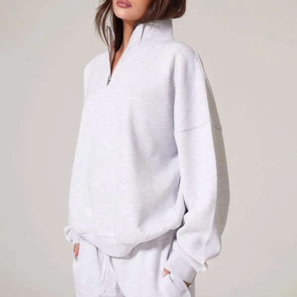 Womens Half Zip Wide Leg Tracksuit Set