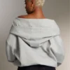 Heather Grey Off The Shoulder Oversized Hoodie Heather Grey Off The Shoulder Oversized Hoodie