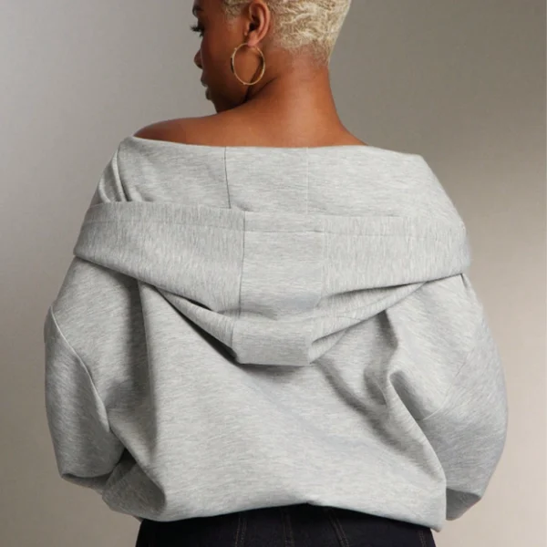 Heather Grey Off The Shoulder Oversized Hoodie Heather Grey Off The Shoulder Oversized Hoodie