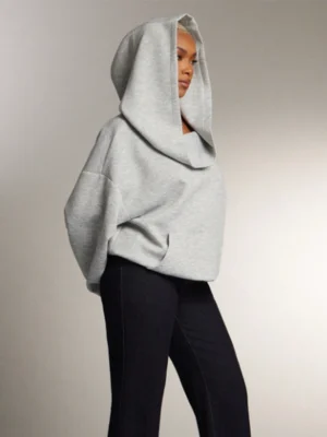 Heather Grey Off The Shoulder Oversized Hoodie