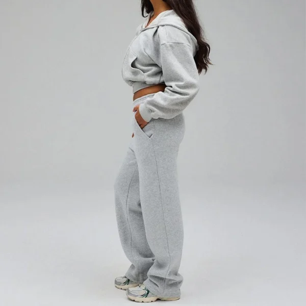 Womens Cropped Zip Hoodie Jogger Set