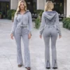 Womens Washed Cropped Zip Up Flare Tracksuit Womens Washed Cropped Zip Up Flare Tracksuit