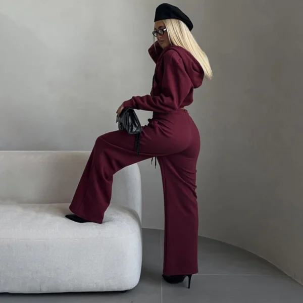 Womens Blue Cropped Zip Up Hoodie Set