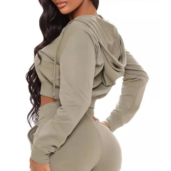Womens Cropped Zip Hoodie Tracksuit Set Womens Cropped Zip Hoodie Tracksuit Set