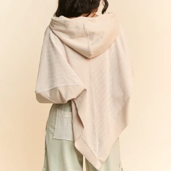 Beige Asymmetric Patchwork Hoodie