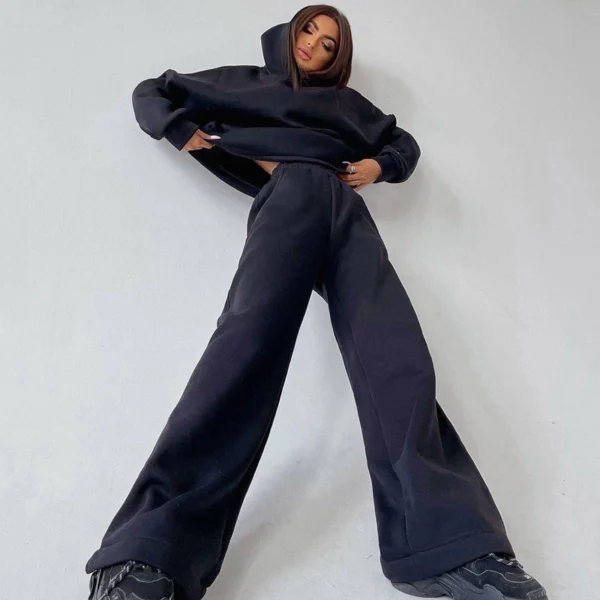 Womens Pink Oversized Hoodie Wide Leg Set