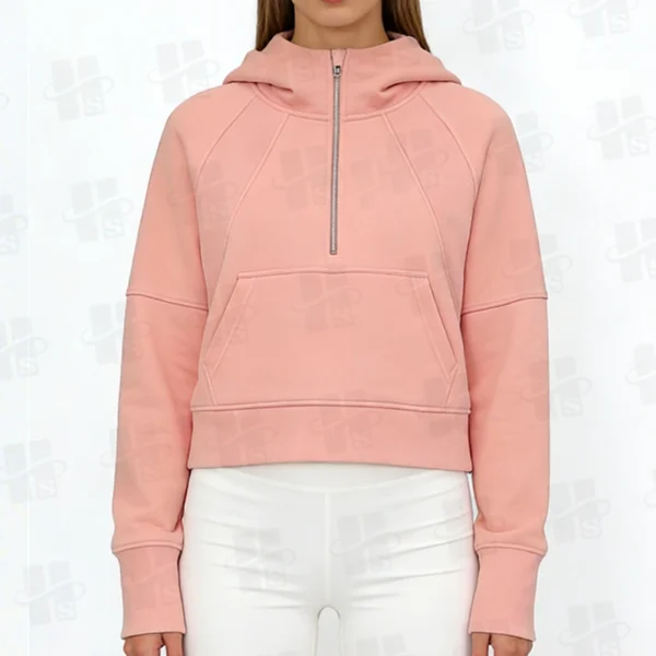 Womens Half Zip Cropped Hoodie Sweatshirt Womens Half Zip Cropped Hoodie Sweatshirt