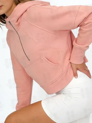 Womens Half Zip Cropped Hoodie Sweatshirt