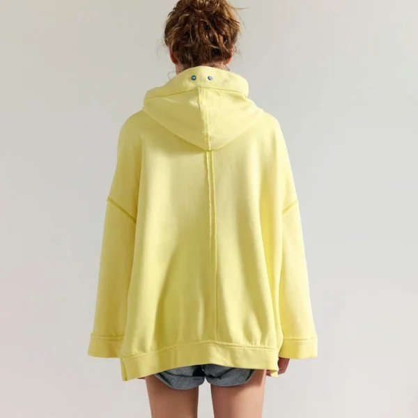 Yellow Embellished Floral Print Oversized Hoodie Yellow Embellished Floral Print Oversized Hoodie