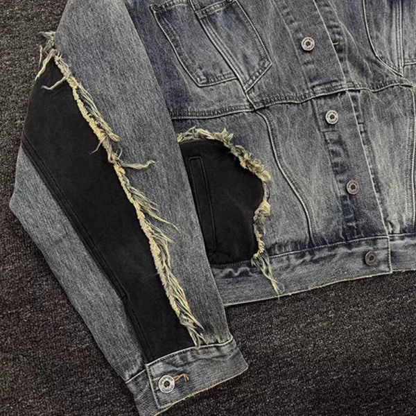 Womens Distressed Hooded Denim Jacket Womens Distressed Hooded Denim Jacket