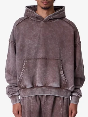 Mens Washed Distressed Pullover Hoodie