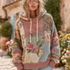 Boho Patchwork Floral Embroidered Oversized Hoodie