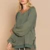 Vintage Green Lace-Up Back Oversized Sweatshirt