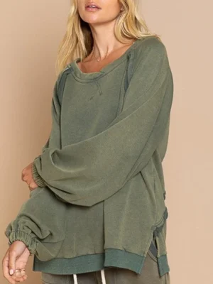 Vintage Green Lace-Up Back Oversized Sweatshirt Vintage Green Lace-Up Back Oversized Sweatshirt