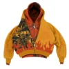 Orange Flame Graphic Cropped Zip-Up Hoodie Orange Flame Graphic Cropped Zip-Up Hoodie