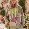 Boho Patchwork Floral Embroidered Oversized Hoodie