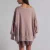 Dusty Rose Washed Off-Shoulder Oversized Sweatshirt