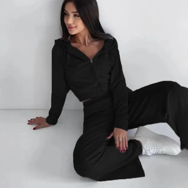 Womens Grey Cropped Zip Up Tracksuit Set