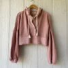 Blush Pink Cropped Wrap-Front Hoodie