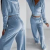 Womens Grey Cropped Zip Up Tracksuit Set