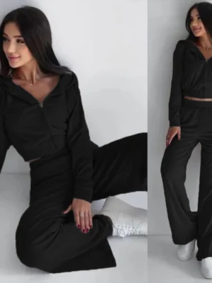 Womens Grey Cropped Zip Up Tracksuit Set