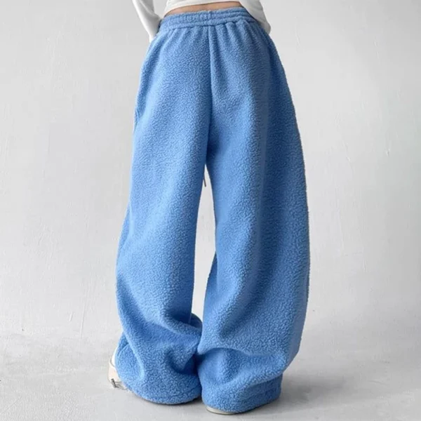 Sky Blue Teddy Fleece Wide-Leg Sweatpants Sky Blue Teddy Fleece Wide-Leg Sweatpants