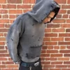 Grey Extreme Distressed Washed Pullover Hoodie Grey Extreme Distressed Washed Pullover Hoodie