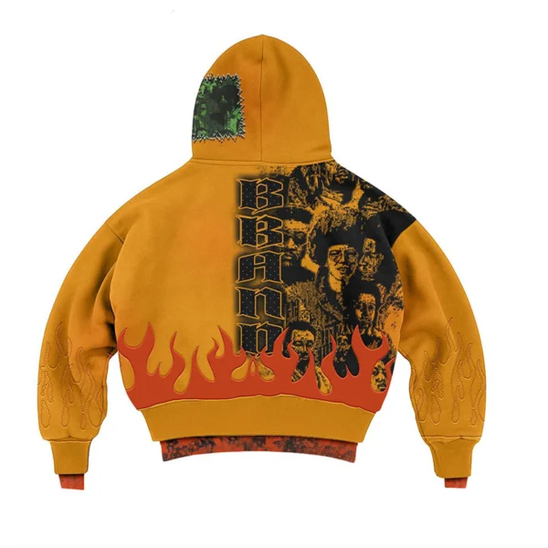 Orange Flame Graphic Cropped Zip-Up Hoodie Orange Flame Graphic Cropped Zip-Up Hoodie