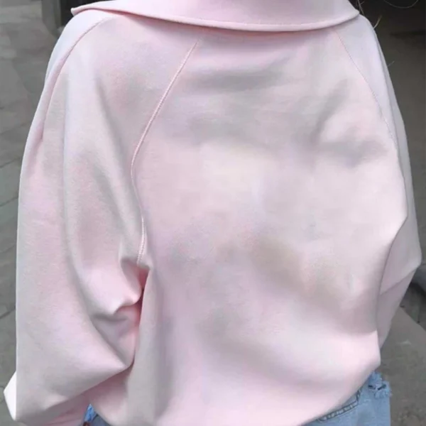 Baby Pink Oversized Half Zip Collared Sweatshirt Baby Pink Oversized Half Zip Collared Sweatshirt