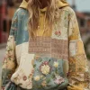 Boho Patchwork Floral Embroidered Oversized Hoodie
