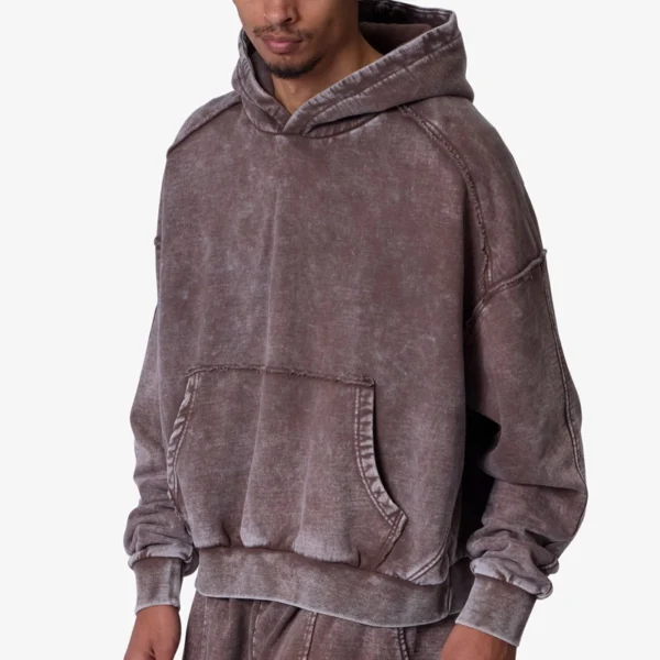 Mens Washed Distressed Pullover Hoodie Mens Washed Distressed Pullover Hoodie