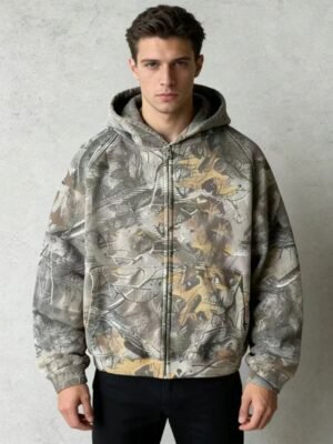 Mens Camo Oversized Zip Up Hoodie Mens Camo Oversized Zip Up Hoodie