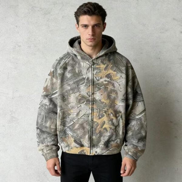Mens Camo Oversized Zip Up Hoodie Mens Camo Oversized Zip Up Hoodie