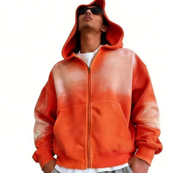 Mens Orange Gradient Zip Up Hoodie Mens Orange Gradient Zip Up Hoodie