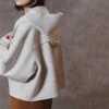 Heather Gray Cropped Button-Front Hooded Jacket